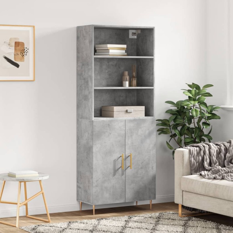 vidaXL Aparador alto madera contrachapada gris hormigón 69,5x34x180 cm vidaXL Aparador alto madera contrachapada gris hormigón 69,5x34x180 cm