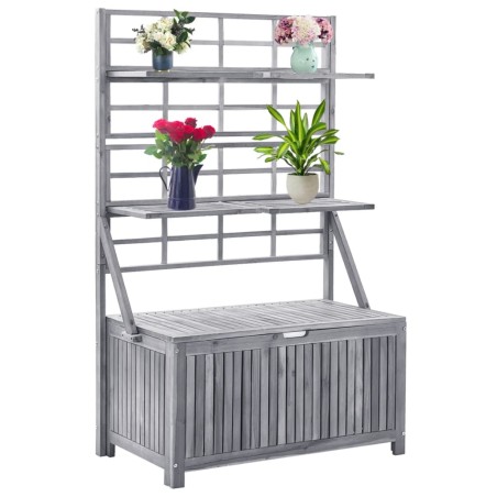 vidaXL Caja de almacenaje de madera maciza de acacia gris 99x55x160 cm