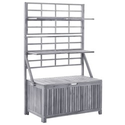 vidaXL Caja de almacenaje de madera maciza de acacia gris 99x55x160 cm