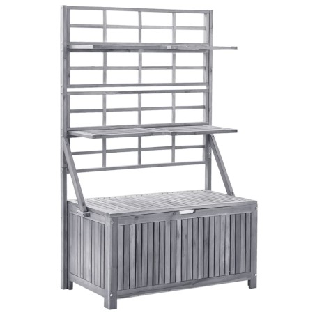 vidaXL Caja de almacenaje de madera maciza de acacia gris 99x55x160 cm