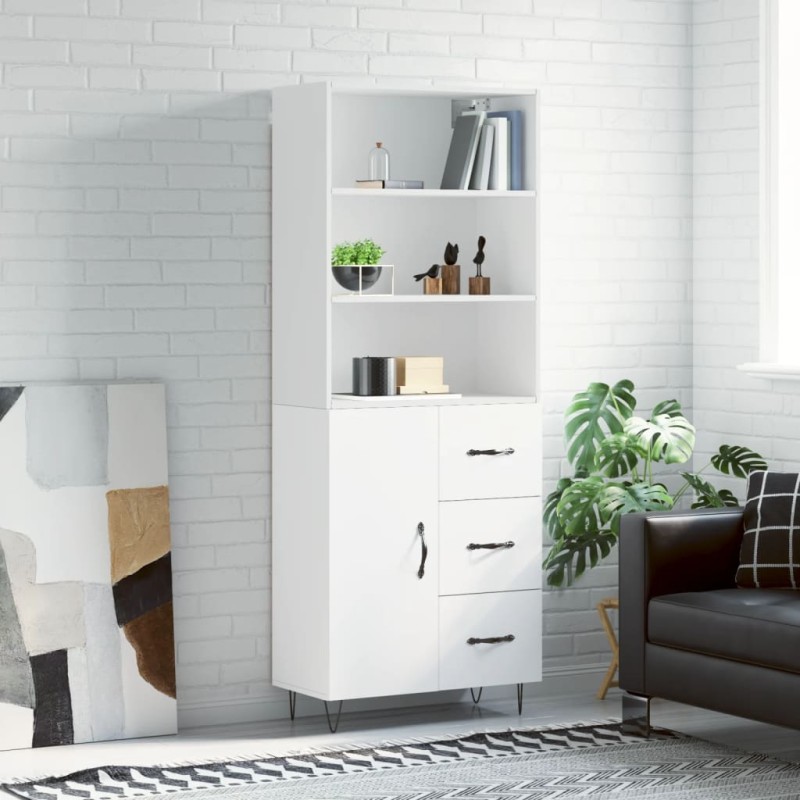 vidaXL Aparador alto madera contrachapada blanco 69,5x34x180 cm vidaXL Aparador alto madera contrachapada blanco 69,5x34x180 cm