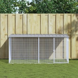 vidaXL Gallinero con techo acero galvanizado gris claro 203x98x90 cm