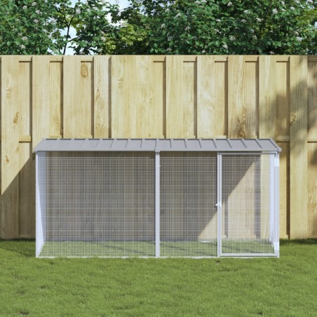 vidaXL Gallinero con techo acero galvanizado gris claro 203x98x90 cm