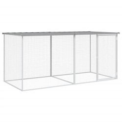 vidaXL Gallinero con techo acero galvanizado gris claro 203x98x90 cm