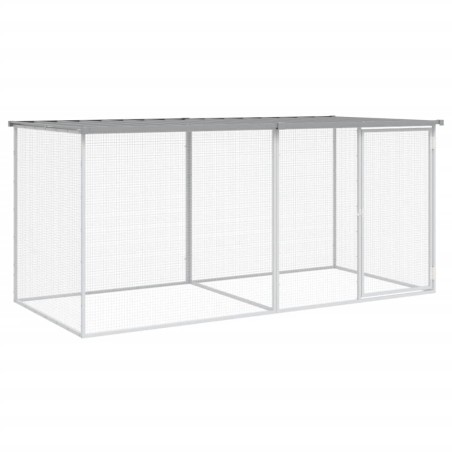 vidaXL Gallinero con techo acero galvanizado gris claro 203x98x90 cm