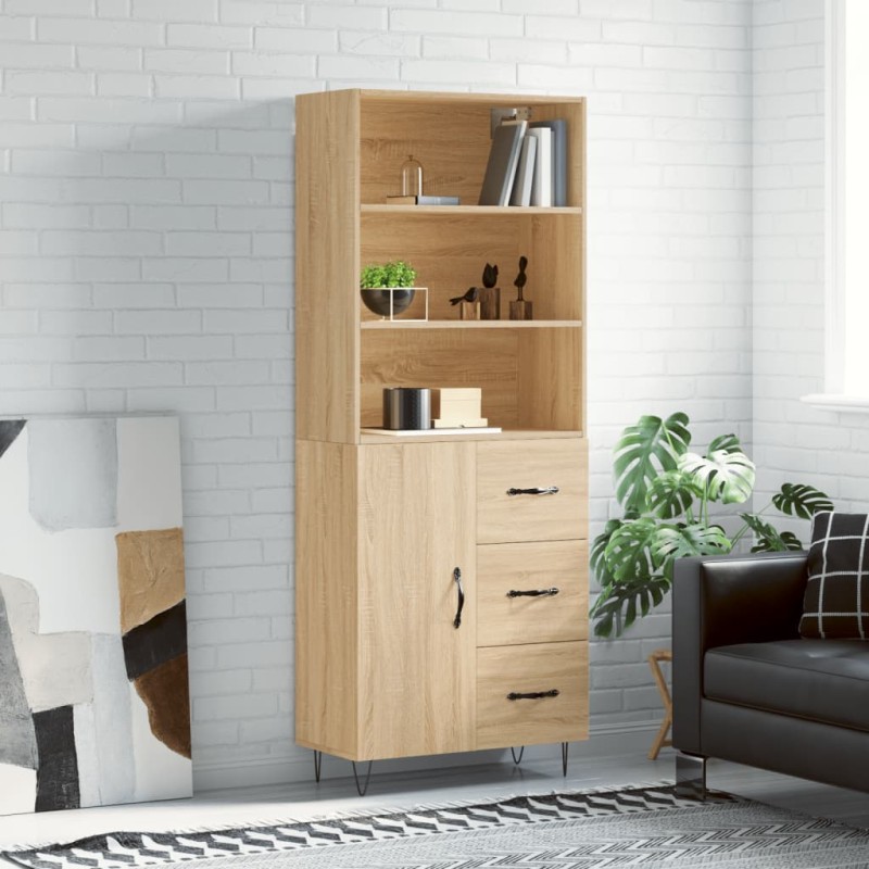 vidaXL Aparador alto madera contrachapada color roble 69,5x34x180 cm vidaXL Aparador alto madera contrachapada color roble 69,5x34x180 cm