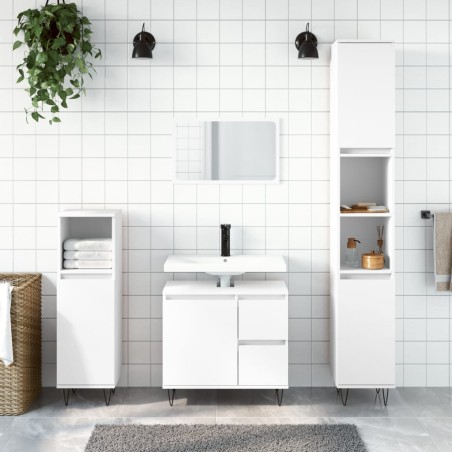 vidaXL Juego de muebles de baño 3 pzas madera contrachapada blanco