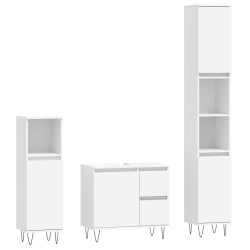 vidaXL Juego de muebles de baño 3 pzas madera contrachapada blanco
