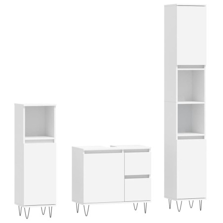 vidaXL Juego de muebles de baño 3 pzas madera contrachapada blanco