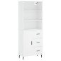 vidaXL Aparador alto madera contrachapada blanco 69,5x34x180 cm