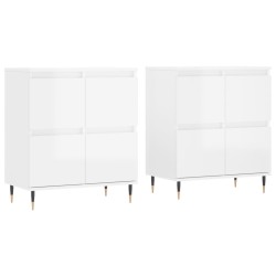 vidaXL Aparadores 2 uds madera contrachapada blanco brillo