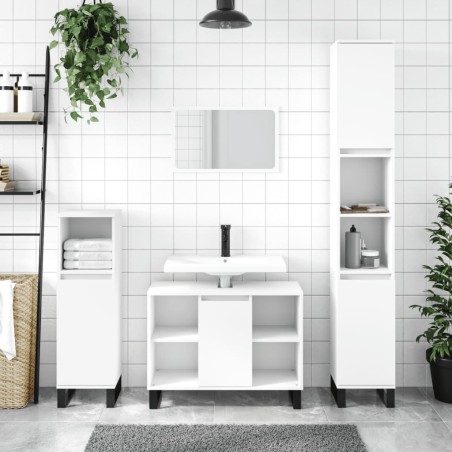 vidaXL Juego de muebles de baño 3 pzas madera contrachapada blanco