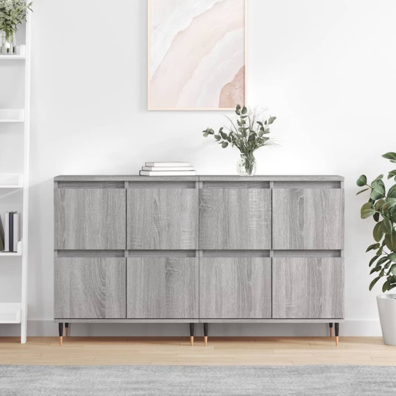 vidaXL Aparadores 2 piezas madera contrachapada gris Sonoma vidaXL Aparadores 2 piezas madera contrachapada gris Sonoma