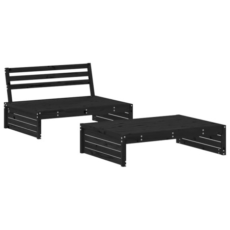 vidaXL Juego de muebles de jardín 2 pzas madera maciza de pino negro