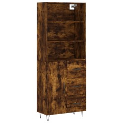vidaXL Aparador alto madera contrachapada roble ahumado 69,5x34x180 cm