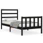 vidaXL Estructura de cama individual con cabecero madera maciza negro vidaXL Estructura de cama individual con cabecero madera maciza negro