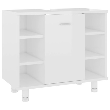 vidaXL Armario de baño madera contrachapada blanco brillo 60x32x53,5cm