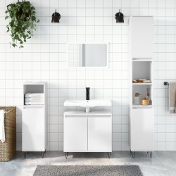 vidaXL Set muebles de baño 3 piezas madera contrachapada blanco brillo