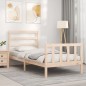 vidaXL Estructura de cama individual con cabecero madera maciza