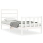 vidaXL Estructura de cama con cabecero madera maciza blanco 90x190 cm