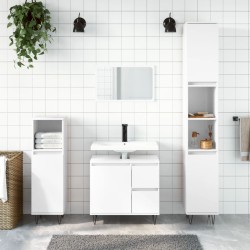 vidaXL Set muebles de baño 3 piezas madera contrachapada blanco brillo