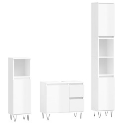 vidaXL Set muebles de baño 3 piezas madera contrachapada blanco brillo