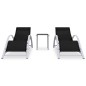 vidaXL Tumbonas con mesita 2 unidades aluminio negro vidaXL Tumbonas con mesita 2 unidades aluminio negro