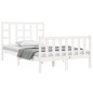 vidaXL Estructura cama de matrimonio con cabecero madera maciza blanco vidaXL Estructura cama de matrimonio con cabecero madera maciza blanco