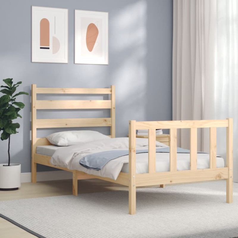 vidaXL Estructura de cama individual con cabecero madera maciza vidaXL Estructura de cama individual con cabecero madera maciza