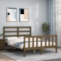 vidaXL Estructura de cama matrimonio con cabecero madera marrón miel vidaXL Estructura de cama matrimonio con cabecero madera marrón miel
