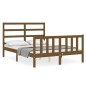 vidaXL Estructura de cama matrimonio con cabecero madera marrón miel vidaXL Estructura de cama matrimonio con cabecero madera marrón miel