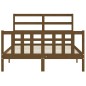 vidaXL Estructura de cama matrimonio con cabecero madera marrón miel vidaXL Estructura de cama matrimonio con cabecero madera marrón miel