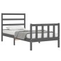 vidaXL Estructura de cama con cabecero madera maciza gris 100x200 cm vidaXL Estructura de cama con cabecero madera maciza gris 100x200 cm