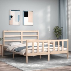 vidaXL Estructura de cama con cabecero madera maciza 160x200 cm