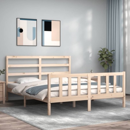vidaXL Estructura de cama con cabecero madera maciza 160x200 cm
