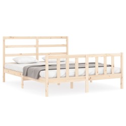vidaXL Estructura de cama con cabecero madera maciza 160x200 cm