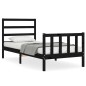 vidaXL Estructura de cama con cabecero madera maciza negro 100x200 cm