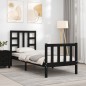 vidaXL Estructura de cama individual con cabecero madera maciza negro vidaXL Estructura de cama individual con cabecero madera maciza negro
