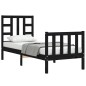 vidaXL Estructura de cama individual con cabecero madera maciza negro vidaXL Estructura de cama individual con cabecero madera maciza negro