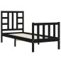 vidaXL Estructura de cama individual con cabecero madera maciza negro vidaXL Estructura de cama individual con cabecero madera maciza negro