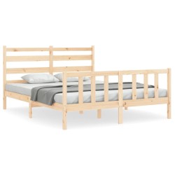 vidaXL Estructura de cama con cabecero madera maciza 160x200 cm