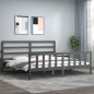 vidaXL Estructura de cama con cabecero madera maciza gris 200x200 cm vidaXL Estructura de cama con cabecero madera maciza gris 200x200 cm