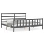 vidaXL Estructura de cama con cabecero madera maciza gris 200x200 cm vidaXL Estructura de cama con cabecero madera maciza gris 200x200 cm
