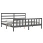 vidaXL Estructura de cama con cabecero madera maciza gris 200x200 cm vidaXL Estructura de cama con cabecero madera maciza gris 200x200 cm