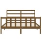 vidaXL Estructura de cama matrimonio con cabecero madera marrón miel