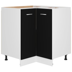 vidaXL Armario inferior de esquina madera negro 75,5x75,5x81,5 cm