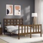 vidaXL Estructura cama y cabecero madera maciza marrón miel 120x200 cm vidaXL Estructura cama y cabecero madera maciza marrón miel 120x200 cm