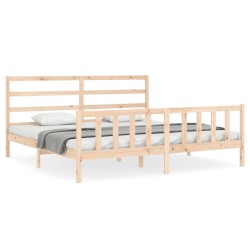 vidaXL Estructura de cama con cabecero madera maciza 180x200 cm