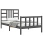 vidaXL Estructura de cama con cabecero madera maciza gris 100x200 cm vidaXL Estructura de cama con cabecero madera maciza gris 100x200 cm
