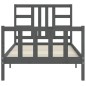 vidaXL Estructura de cama con cabecero madera maciza gris 100x200 cm vidaXL Estructura de cama con cabecero madera maciza gris 100x200 cm